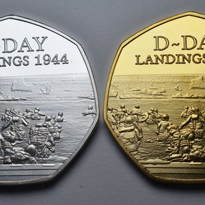 Pair of D-DAY LANDINGS 1944 Silver & 24ct Gold Commemoratives. Operation Overlord, Normandy, Omaha/Beaches WW2
