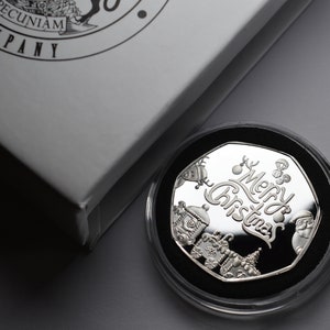 MERRY CHRISTMAS .999 Silver Commemorative in Capsule & Gift Box. Santa Claus Gift/Present/Stocking/Tree Xmas/Festive Secret Santa