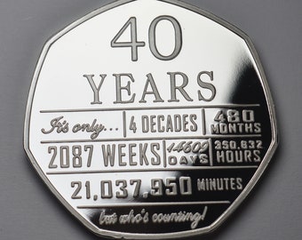 40th Birthday Silver Commemorative. Gift/Present Congratulations/Party/Celebration/Ideas Celebrating 40 Forty Years Fortieth