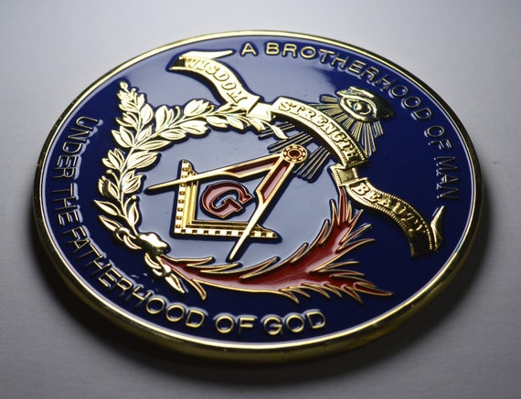 Masonic Auto Cut Out Emblems: Master Mason Love For The Arts Heavy Alloy Blue Golden Auto Emblem Detail