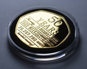 50th Birthday 24ct Gold Commemorative in Capsule. Gift/Present Congratulations/Party/Celebration/Ideas Celebrating 50 Years Fifty