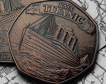 RMS TITANIC Antique Bronze Commemorative Coin. World Heritage Site/Wreck. 1912 White Star Line, Olympic Class, Ocean Liner