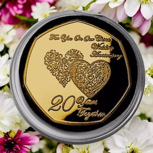 Para ti EN NUESTRO 20.° aniversario de bodas en China. Cápsula conmemorativa de oro de 24 quilates. Regalo/presente/ficha para esposo/esposa/pareja por 20 años juntos.