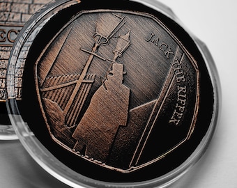 Brand New Jack the Ripper, Whitechapel Antique Bronze Commemorative Coin in Capsule. For Albums/Collectors/Coin Hunt 50p. Unique Item.