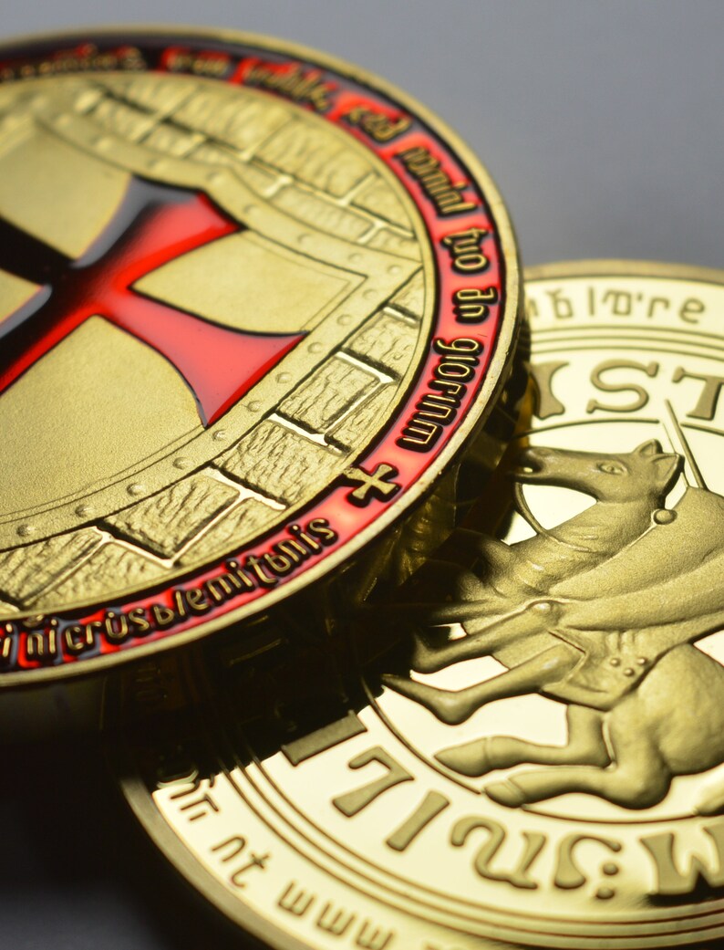 Large Masonic Knights Templar 24ct Gold Coin With Red Enamel. | Etsy UK