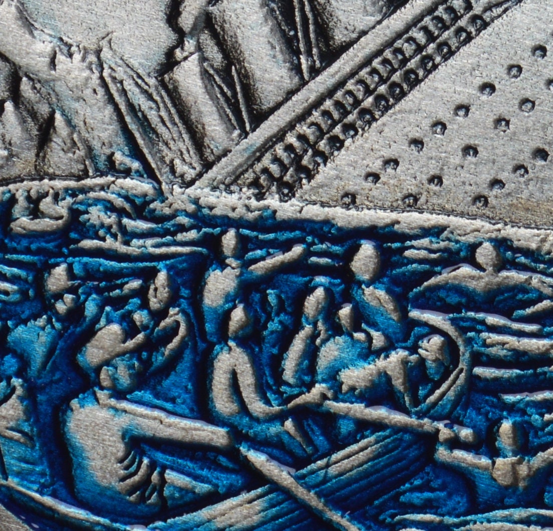 RMS タイタニック号沈没船/ヘリテージ シルバー記念品 ブルーエナメル