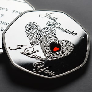 Just Because I Love You .999 Srebrna Pamiątkowa z Kamieniem Szlachetnym. Prezent/Prezent Partner/Mąż/Żona Walentynki Rocznica