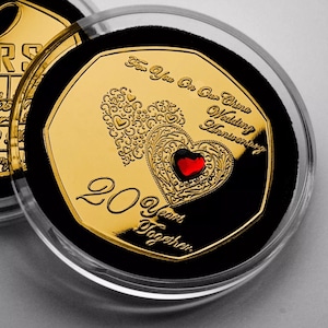Para ti, en nuestro 20.° aniversario de bodas en China, joya conmemorativa de oro de 24 quilates. Regalo/presente/ficha para esposo/esposa/pareja por sus 20 años juntos