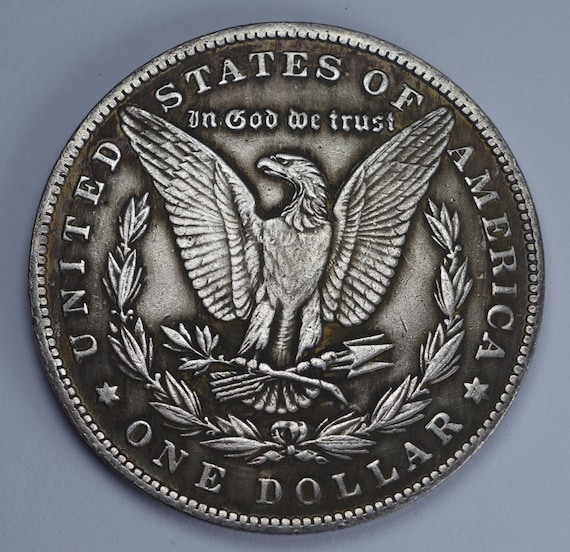 1899年モルガン銀貨。生死を象徴する彫刻入り/ホーボーコイン。直径