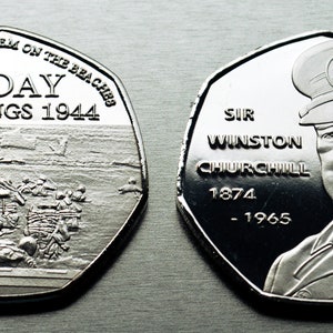 Colecionadores de desembarques do Dia D da moeda comemorativa WINSTON CHURCHILL/Caça à moeda 50p NOVO