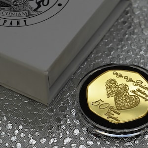 50th GOLDEN WEDDING ANNIVERSARY 24ct Gold Commemorative in Presentation/Display/Gift Box/Case and Capsule. Gift/Present 50 Years Together image 2
