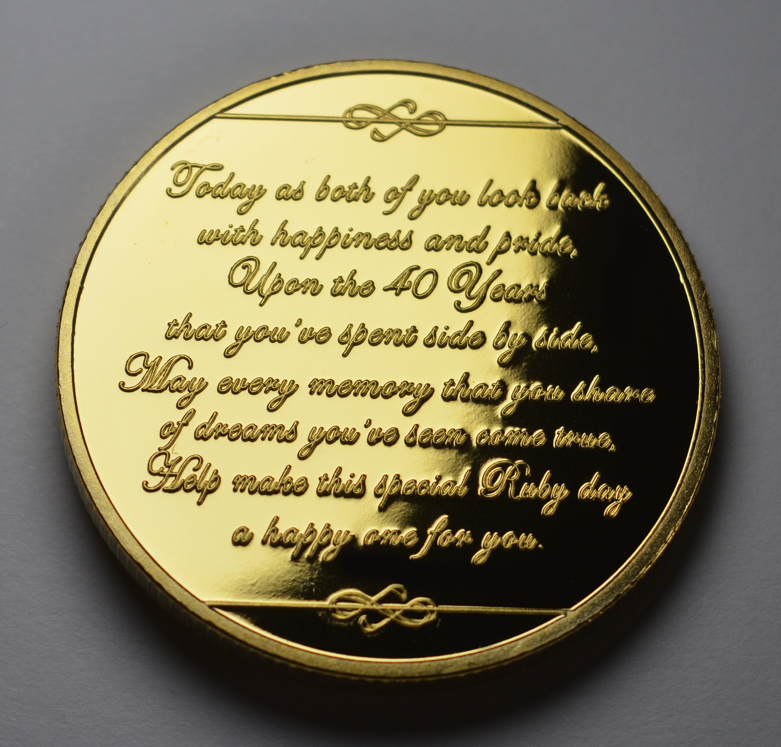 40th RUBY WEDDING ANNIVERSARY 24ct Gold Commemorative With - Etsy UK