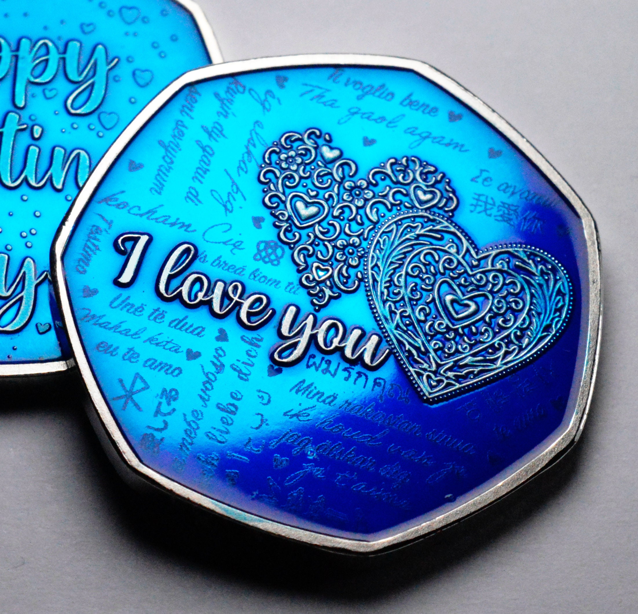 バレンタインデーの「I Love  You」シルバー＆24カラットゴールド記念品のペア、ギフトボックス/ケース入り。夫/妻/ガールフレンド/ボーイフレンドへのギフト/プレゼント -  Etsy 日本