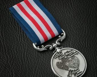 Auf unserer 4th LINEN Hochzeitsjubiläums Medaille - Distinguished Service and Tapferkeit im Feld. Geschenk Mann/Frau 4 Jahre. Silber.