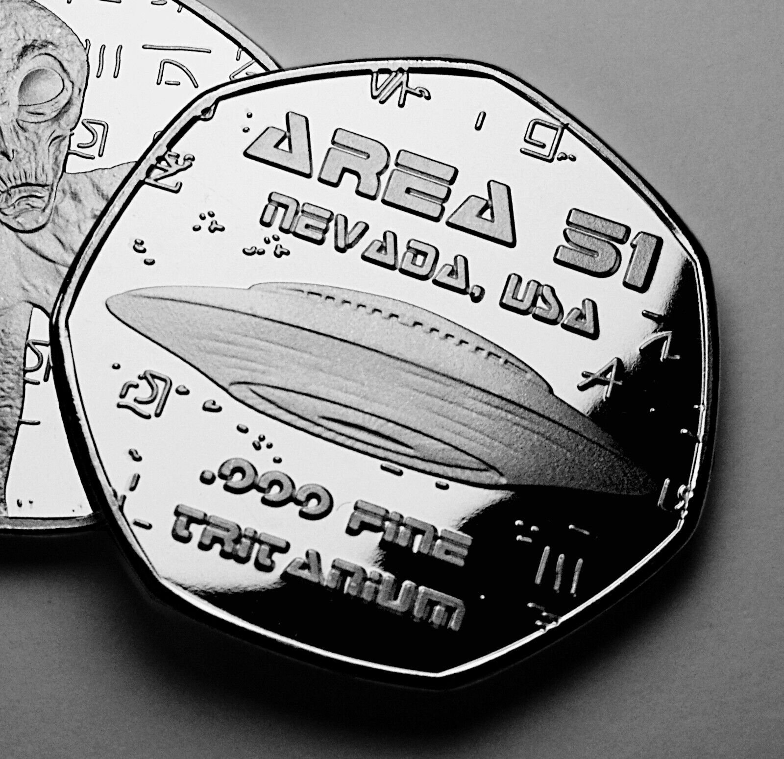 Extremely Rare .999 'TRITANIUM' Alien Coin/artefact. Area 51. Ufo