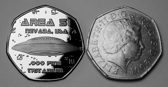 Extremely Rare .999 'TRITANIUM' Alien Coin/artefact. Area 51. Ufo