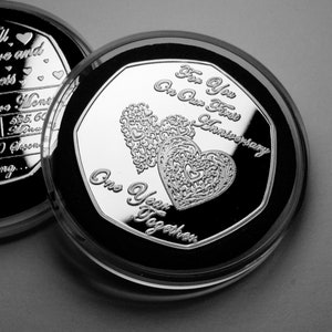 Per te, per il nostro primo anniversario: una capsula commemorativa in argento. Regalo per fidanzato/fidanzata/partner. Un anno insieme. 1