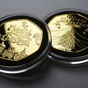 Pair of MERRY CHRISTMAS .999 Silver Commemoratives in Capsules. Snowman/Reindeer/Tree Gift/Present Xmas/Festive Stocking Filler Secret Santa