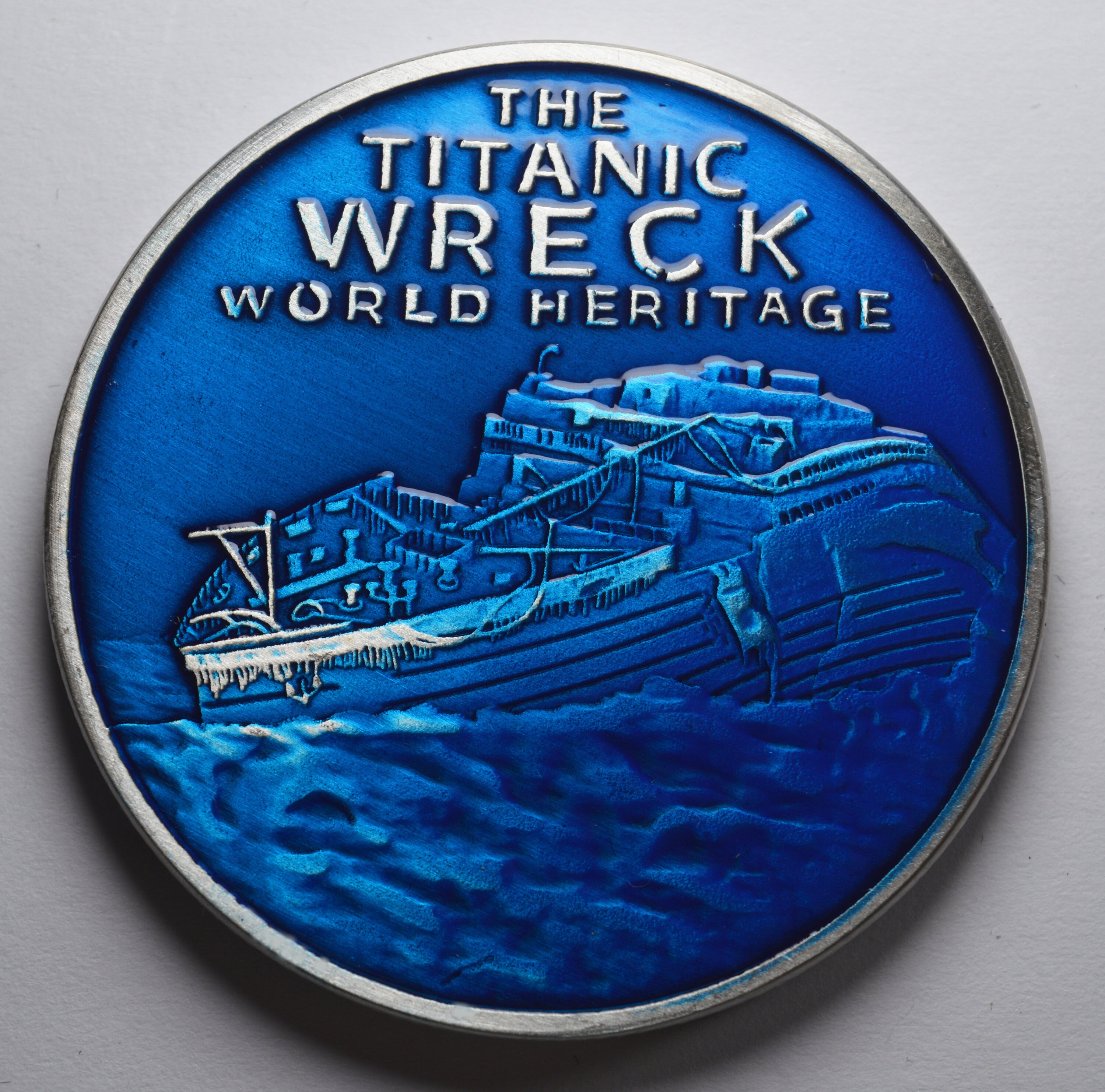 RMS タイタニック号沈没船/ヘリテージ シルバー記念品 ブルーエナメル