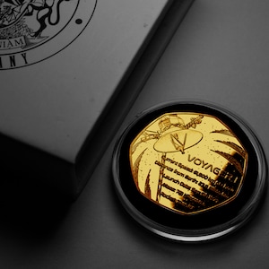 VOYAGER 1 SPACECRAFT 24ct Gold Commemorative in Presentation Box. Golden Record. NASA/Interstellar/Probe. Space Exploration. Gift/Present