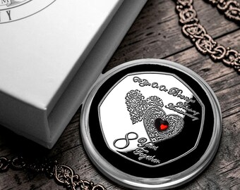 On Our 8th BRONZE WEDDING ANNIVERSARY Commemorative Coin. Gem.  Silver. Gift Box. 8 Years of Marriage. Gift/Present for Partner/Husband/Wife