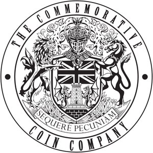 May include: Black and white illustration of a coat of arms with a lion and a unicorn on either side of a shield. The shield features a castle and a cross. The text "The Commemorative Coin Company" and "Sequare Pecuniam" are displayed around the coat of arms.