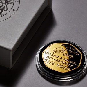 Happy Birthday Commemorative in Gift Box - For a Very Special Son. &#39;Coin a Phrase&#39;. Gift/Present. 24ct Gold. Best Son. From Mum Dad