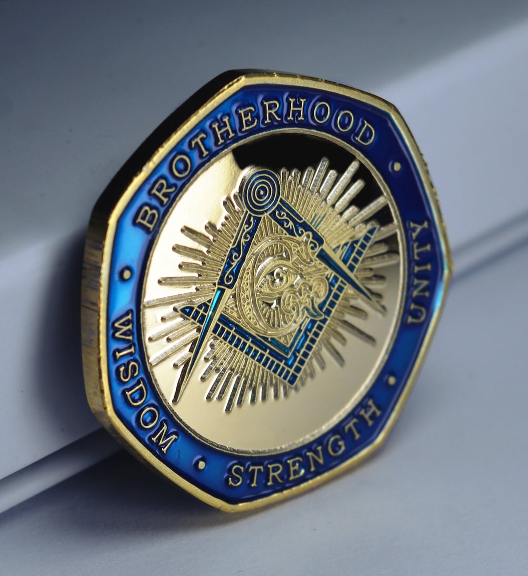Masonic 24ct Gold Commemorative With Blue Enamel and