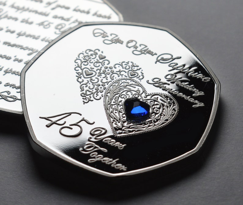 45th SAPPHIRE WEDDING ANNIVERSARY Silver Commemorative