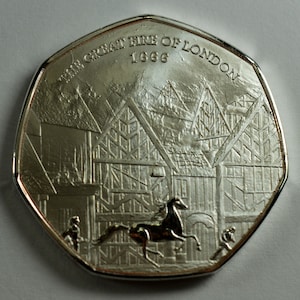 The Great Fire of London 1666 Silver Commemorative Coin for Albums/Collectors/Coin Hunt 50p