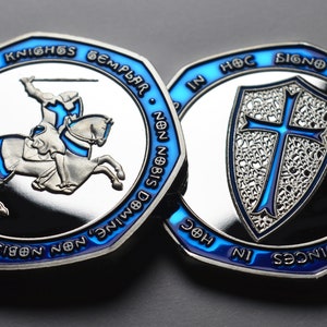 Masonic Knights Templar .999 Silver Commemorative with Blue Enamel. Freemasonry/Masons/Freemasons Lodge/Order