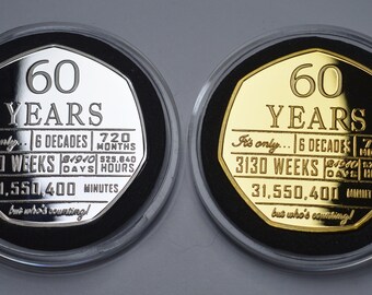 Médaille Commémorative 60 Ans – Argent 999 – Capsule Incluse – Cadeau Anniversaire Unique