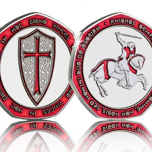 Masonic Knights Templar .999 Silver Commemorative with Red Enamel. Freemasonry/Masons/Freemasons Lodge/Order