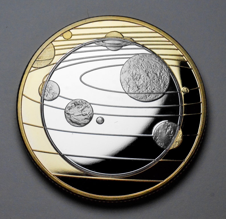 OUR SOLAR SYSTEM Dual Metal 24ct Gold .999 Silver Commemorative ...