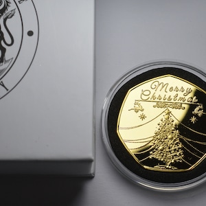 MERRY CHRISTMAS 24ct Gold Commemorative in Capsule & Gift Box. Santa Claus Gift/Present/Stocking/Tree Xmas/Festive Secret Santa