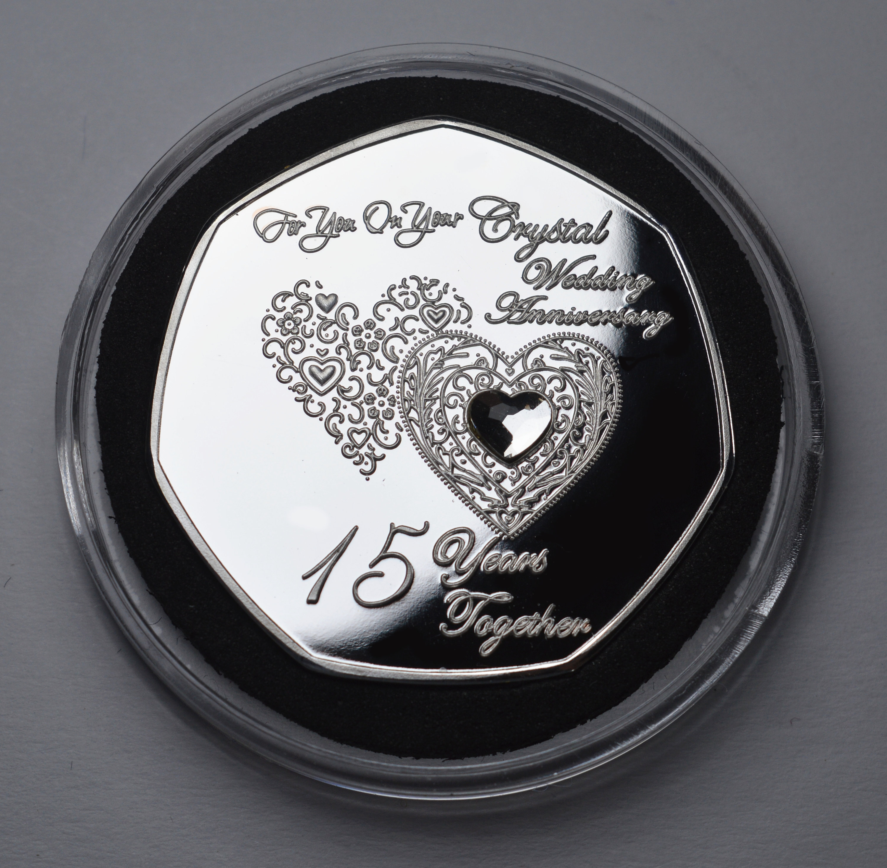 15th CRYSTAL WEDDING ANNIVERSARY .999 Silver Commemorative Etsy