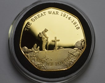 Commemorativo in oro da 24 ct dell'Armistizio della Prima Guerra Mondiale in capsula. Per non dimenticare, Grande Guerra, Memoria Prima Guerra Mondiale - 1914-1918