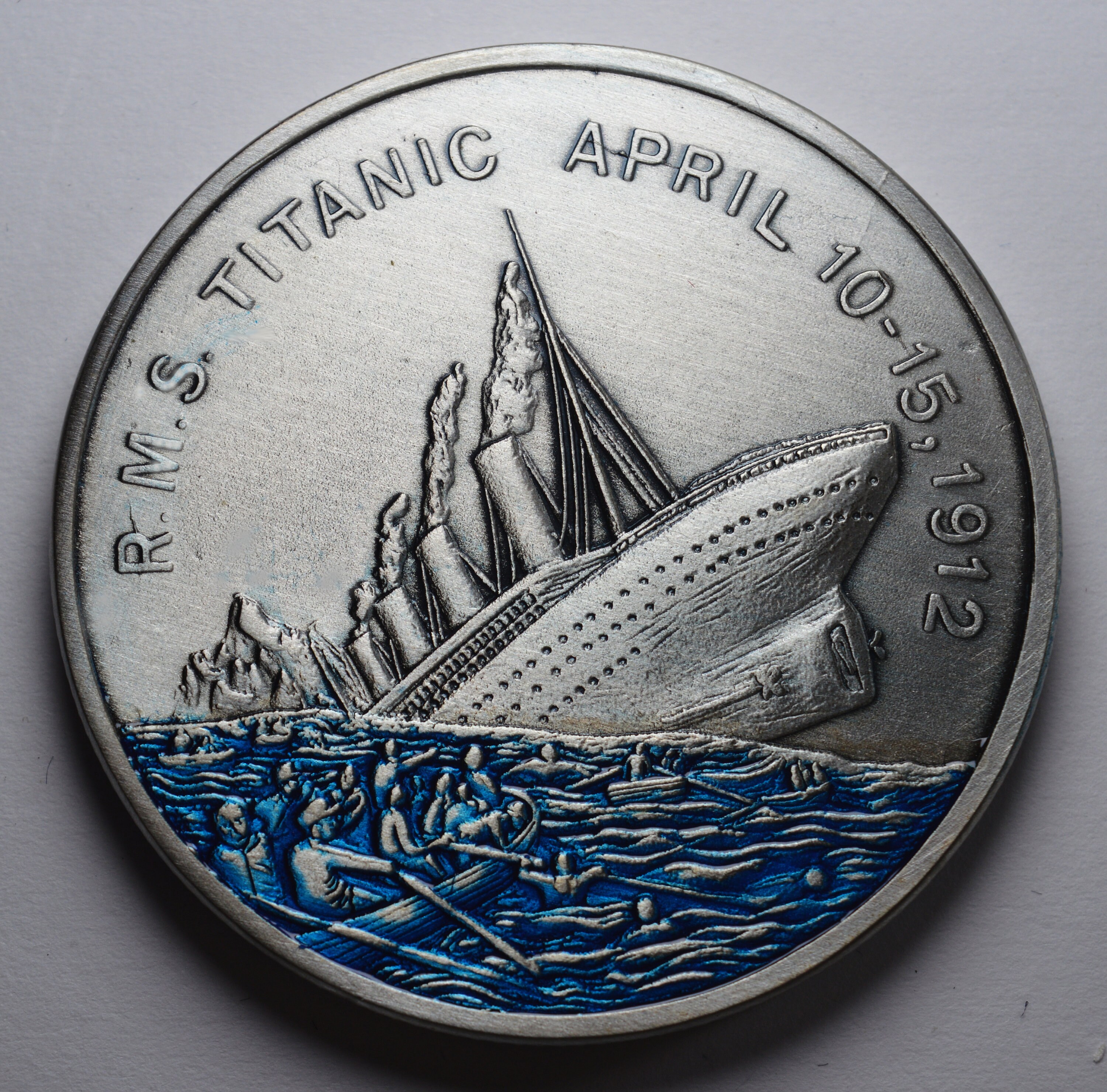 RMS タイタニック号沈没船/ヘリテージ シルバー記念品 ブルーエナメル