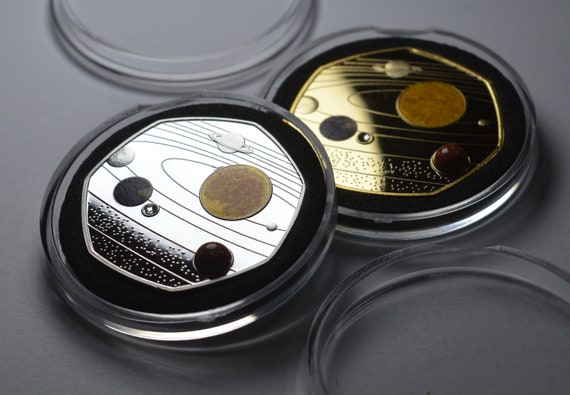 SOLAR SYSTEM Commemorative with Colour Gemstone & Crystal Moon/Mars Capsule 