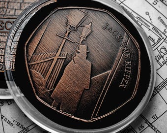 Brand New Jack the Ripper, Whitechapel Antique Bronze Commemorative Coin in Capsule. Unique Item. For Albums/Collectors/Coin Hunt 50p.