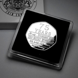 75th Birthday Silver Commemorative in Gift Case. Gift/Present Congratulations/Party/Celebration/Ideas. Years Seventy. Grandad/Dad 75
