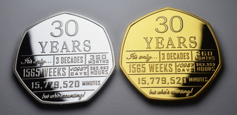 Pair of 30th Birthday Silver & 24ct Gold Commemoratives. Gift/Present Congratulations/Party/Ideas Celebrating 30 Thirty Years Thirtieth