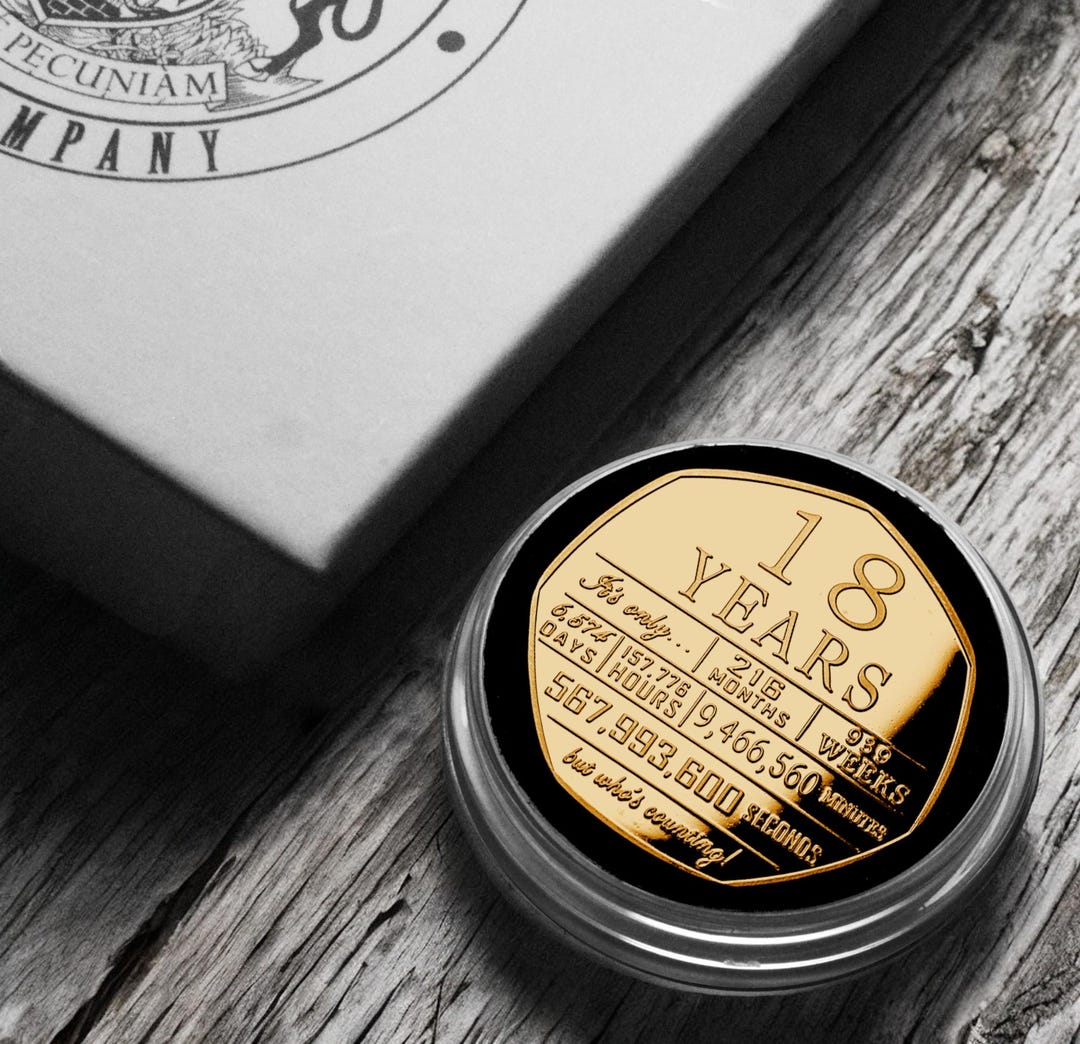 18th Birthday 24ct Gold Commemorative Coin in Gift Box. Celebrating 18 ...