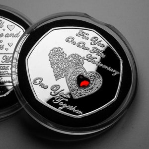 For You on Our First Anniversary Silver Commemorative in Capsule. Gemstone. Boyfriend/Girlfriend/Partner/Gift/Present. One Year Together. 1