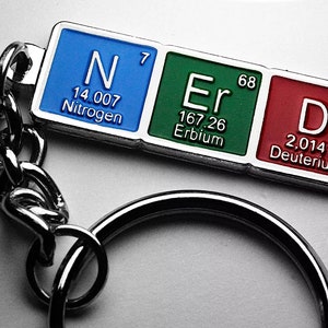 NERD Periodic Table Element Keyring/Keychain. Science/Geek/Nerdy Gift/Present