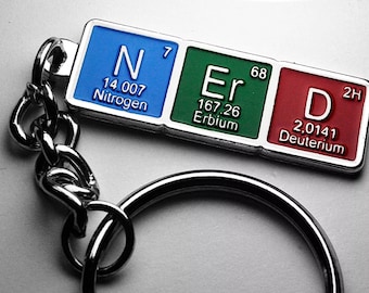 Porte-clés/porte-clés avec élément du tableau périodique NERD. Cadeau/cadeau science/geek/nerdy