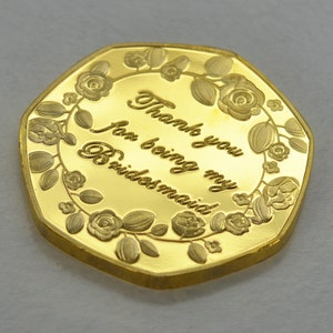 Thank you for Being my Bridesmaid 24ct Gold Wedding Day Commemorative. Gift/Present/Favour Thank You.