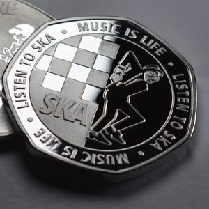 SKA Music 2TONE Prata Comemorativa. Música é vida, ouça SKA. Reggae/Beat/Rocksteady/Dub Two Tone WALT