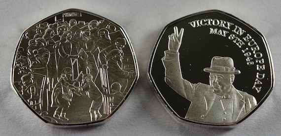 Extremely Rare Winston Churchill VE Day Commemorative Coin for Albums/Collectors/Coin Hunt 50p NEW WW2