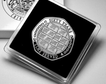 Our 60th DIAMOND WEDDING ANNIVERSARY Silver Commemorative Coin in Gift Case. Partner in Crime! Gift/Present Husband/Wife. 60 Years Together.